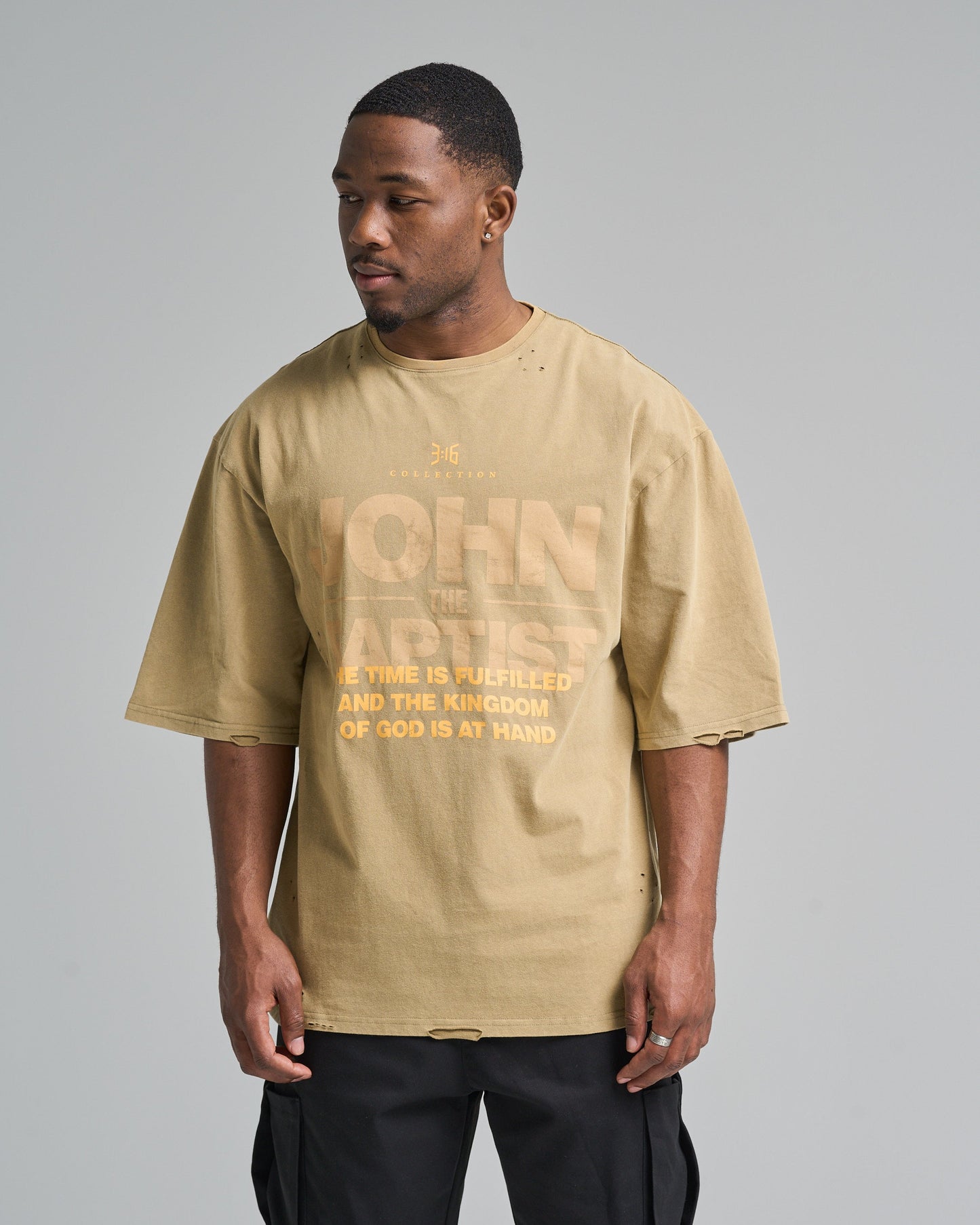 3:16 Collection T-Shirt John The Baptist Oversized Tee - Olive