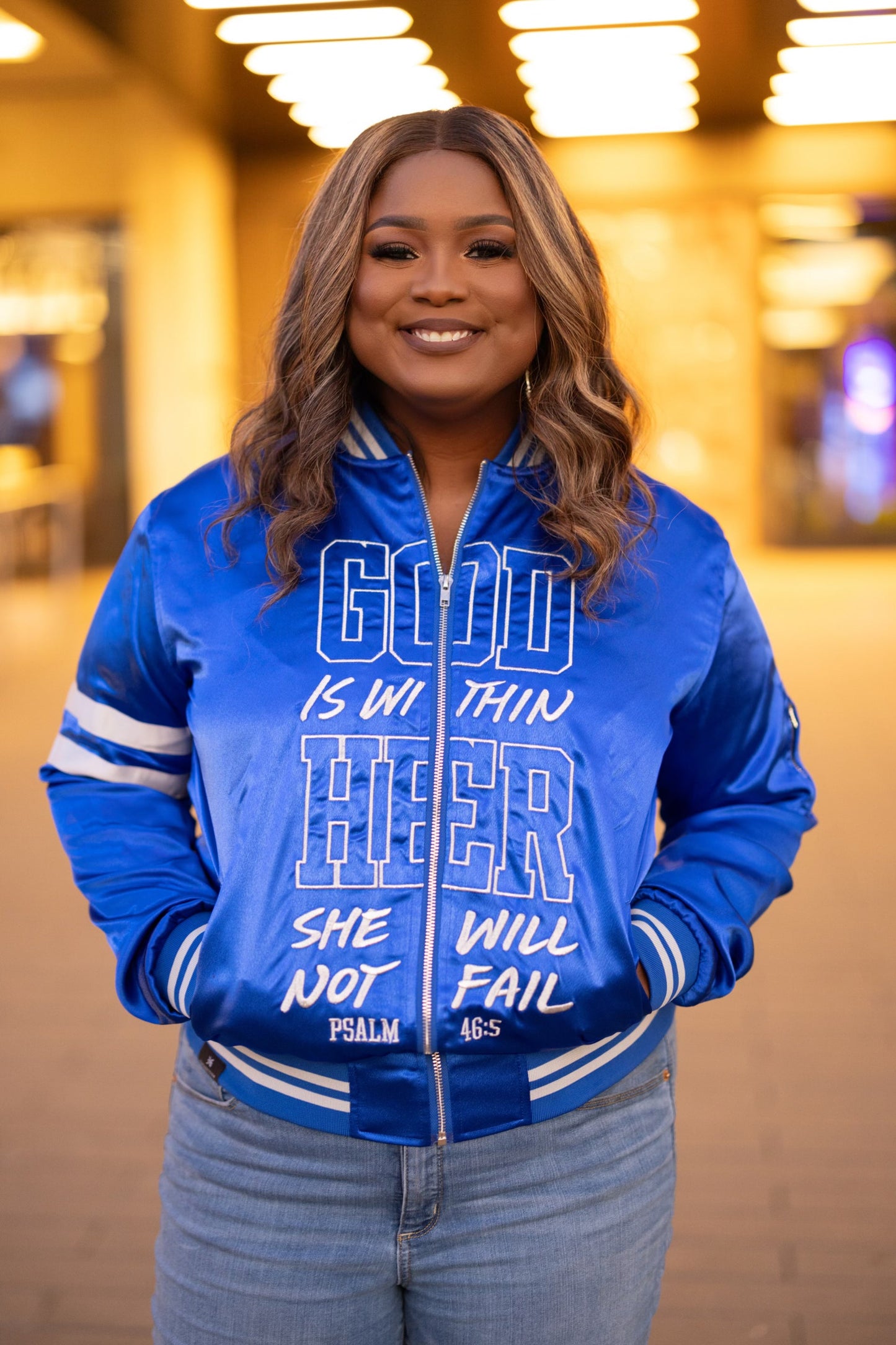 316collection Apparel WITHIN HER - WOMEN'S BOMBER JACKET - ROYAL BLUE (Limited Edition)
