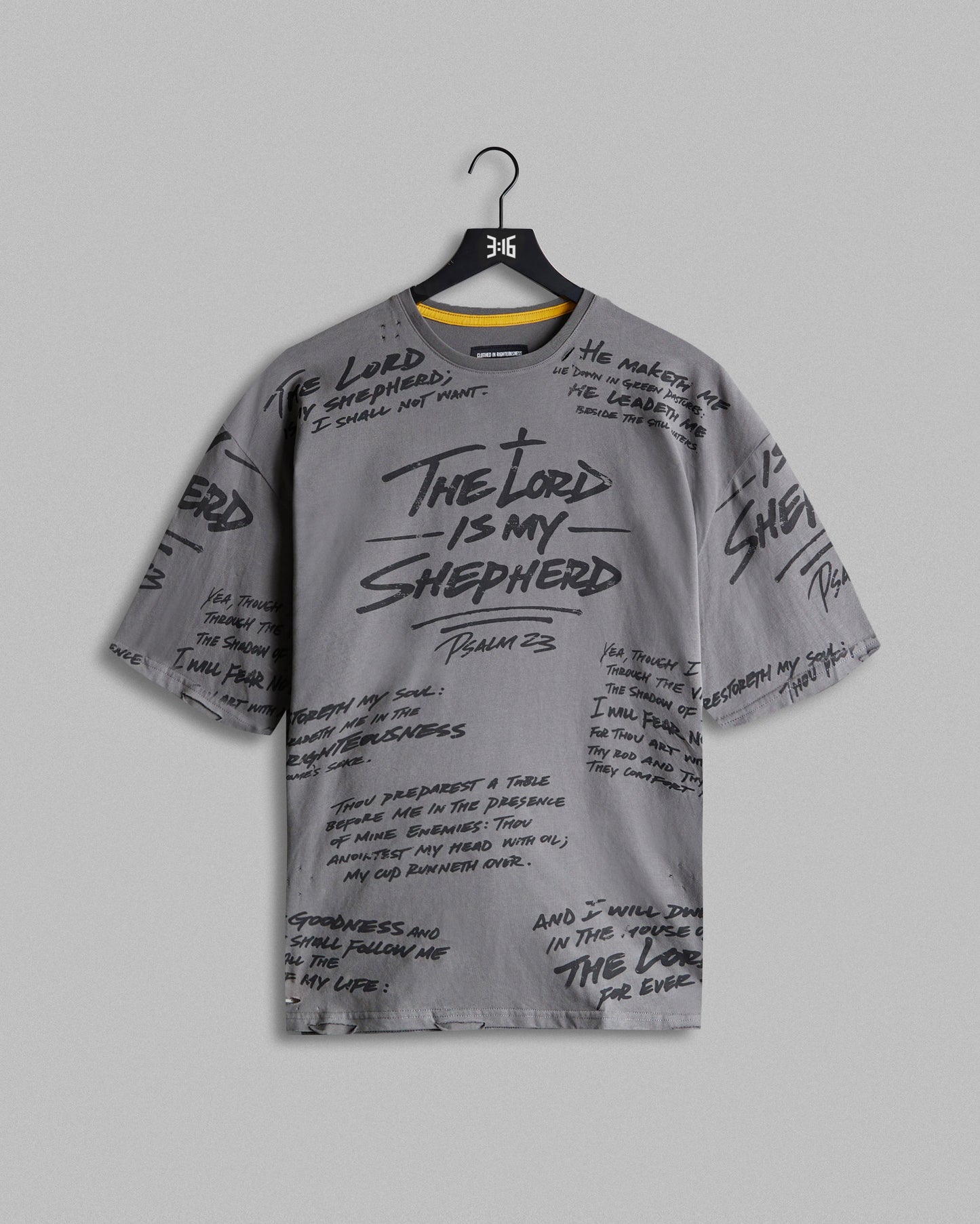 316collection Lux Psalm 23 Distressed Oversized Tee - Smoked Pearl