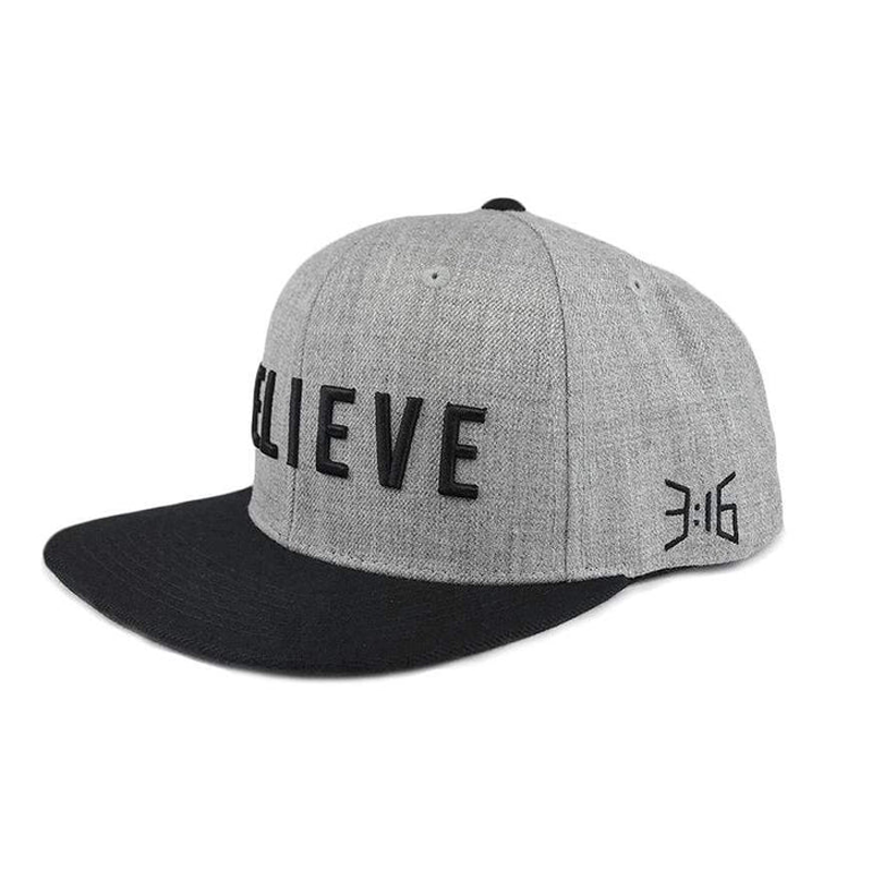 3:16 Collection Hat Believe Snapback Hat - Gray