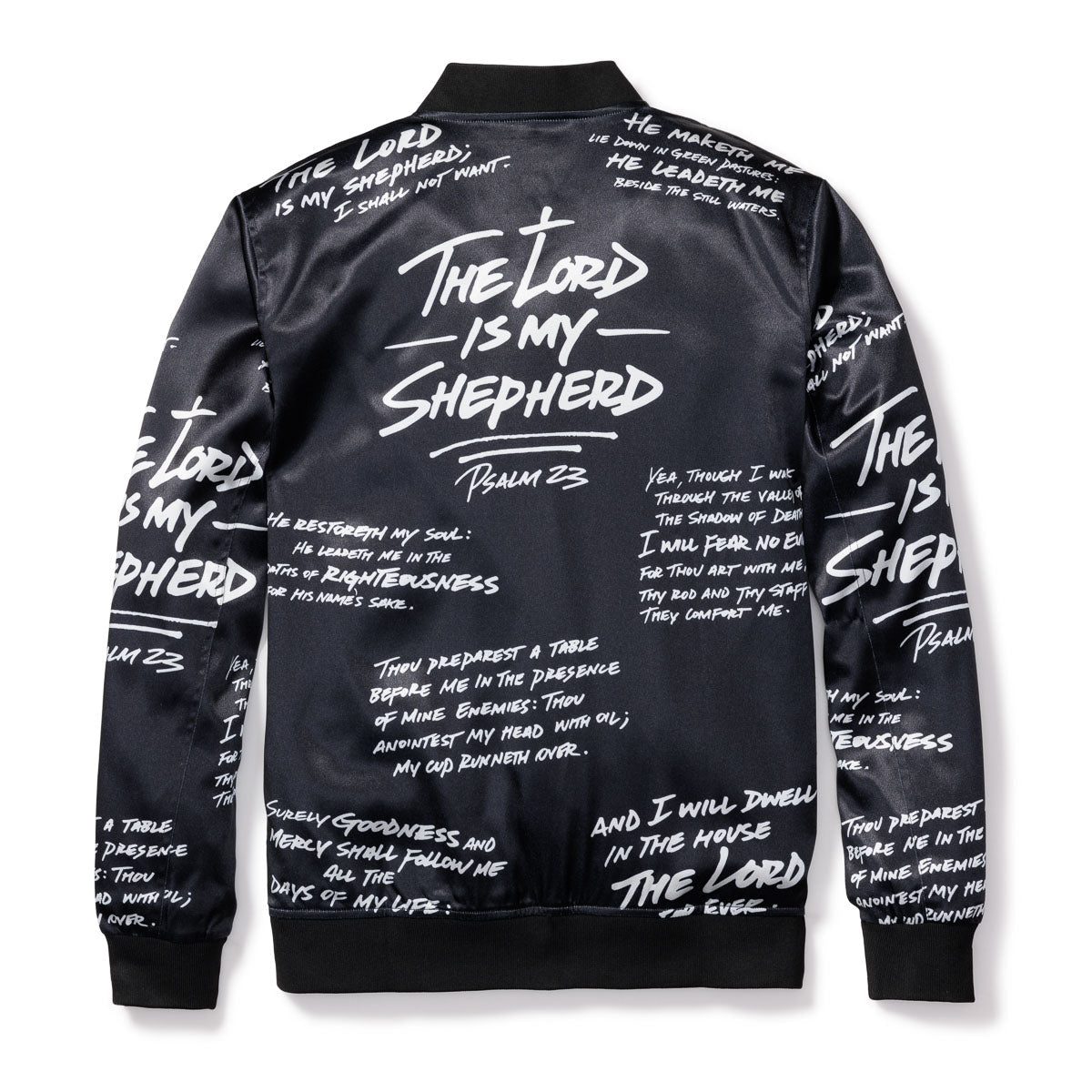 3:16 Collection Jacket Psalm 23 Bomber Jacket - Satin Black