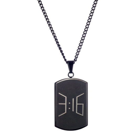 3:16 Collection Jewelry 3:16 Logo Dog Tag - Black