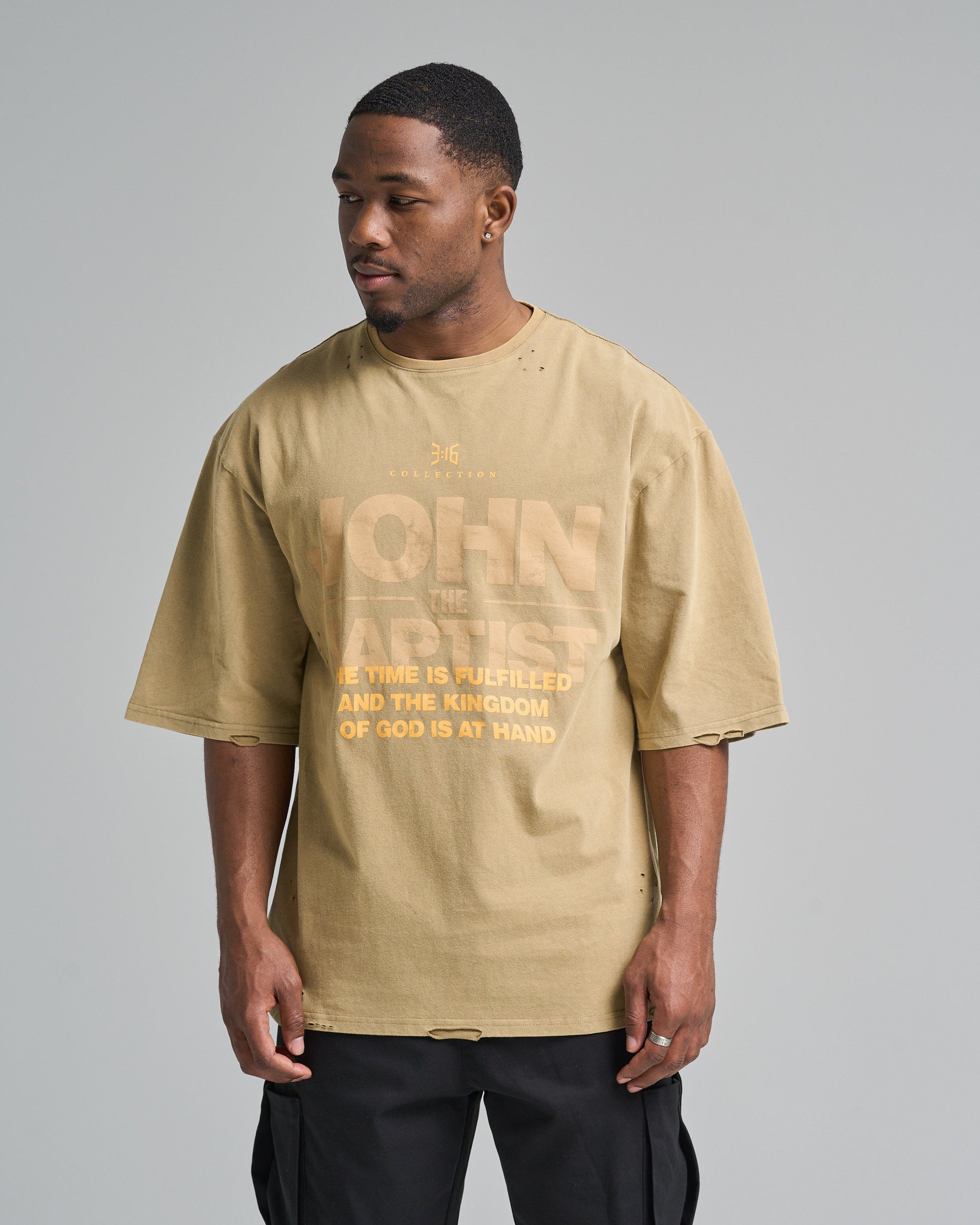 3:16 Collection T-Shirt John The Baptist Oversized Tee - Olive