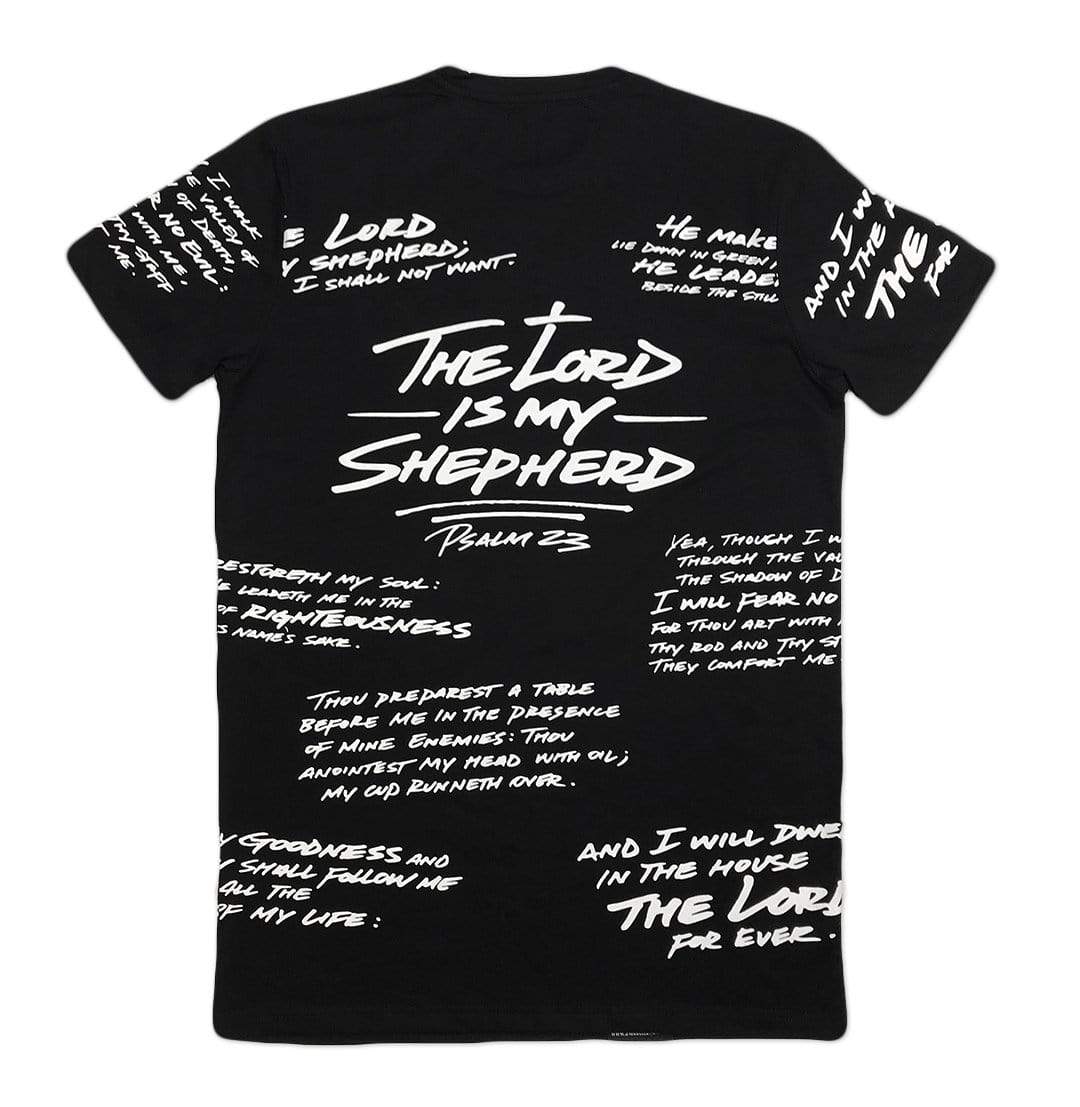 3:16 Collection T-Shirt Psalm 23 - All Over Tee - Black/White