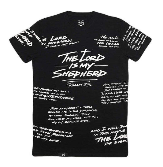 3:16 Collection T-Shirt XS Psalm 23 - All Over Tee - Black/White