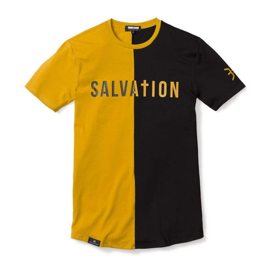 3:16 Collection T-Shirt XS Salvation Vertical Block Swoop Tee - Black and Gold (Long Body)