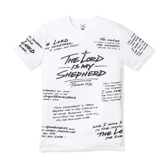 316collection Apparel Psalm 23 - All Over Premium Tee - WHITE - Limited Edition