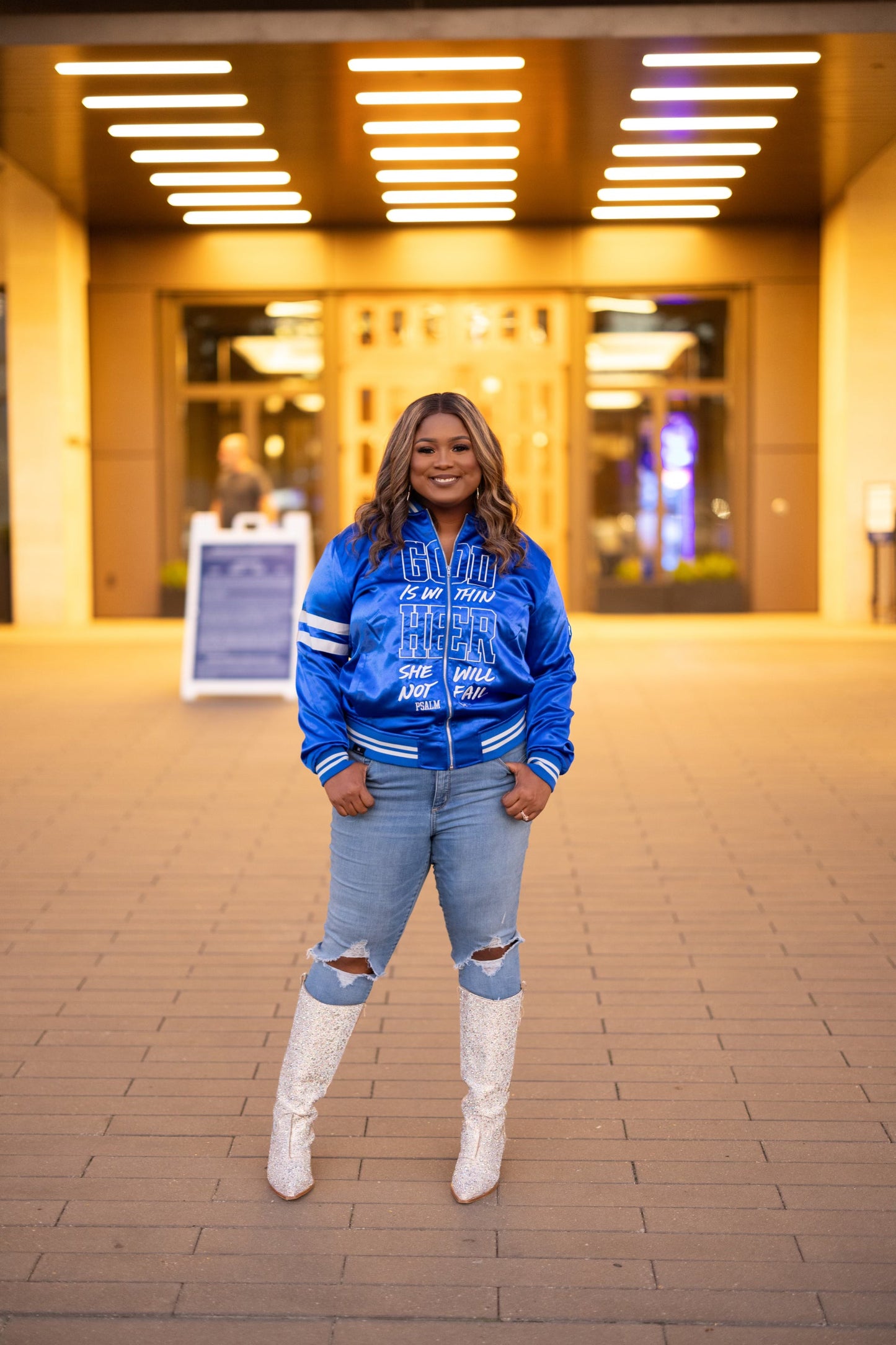 316collection Apparel WITHIN HER - WOMEN'S BOMBER JACKET - ROYAL BLUE (Limited Edition)