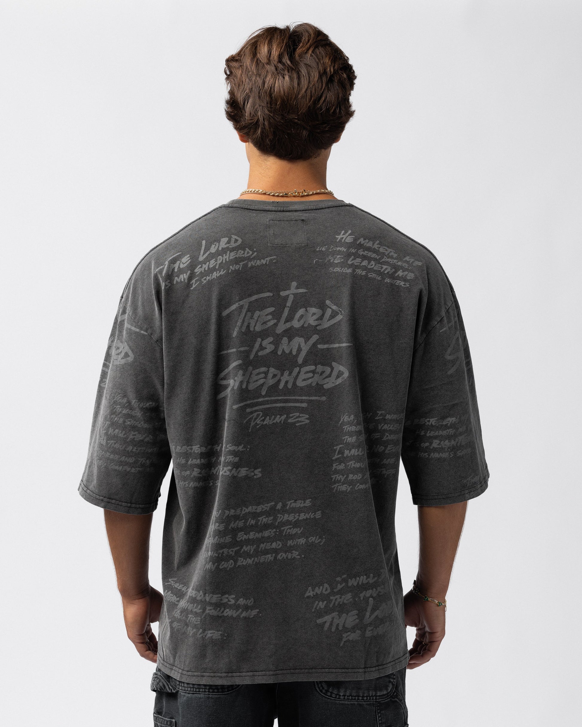 316collection Lux Psalm 23 Distressed Oversized Tee - Black