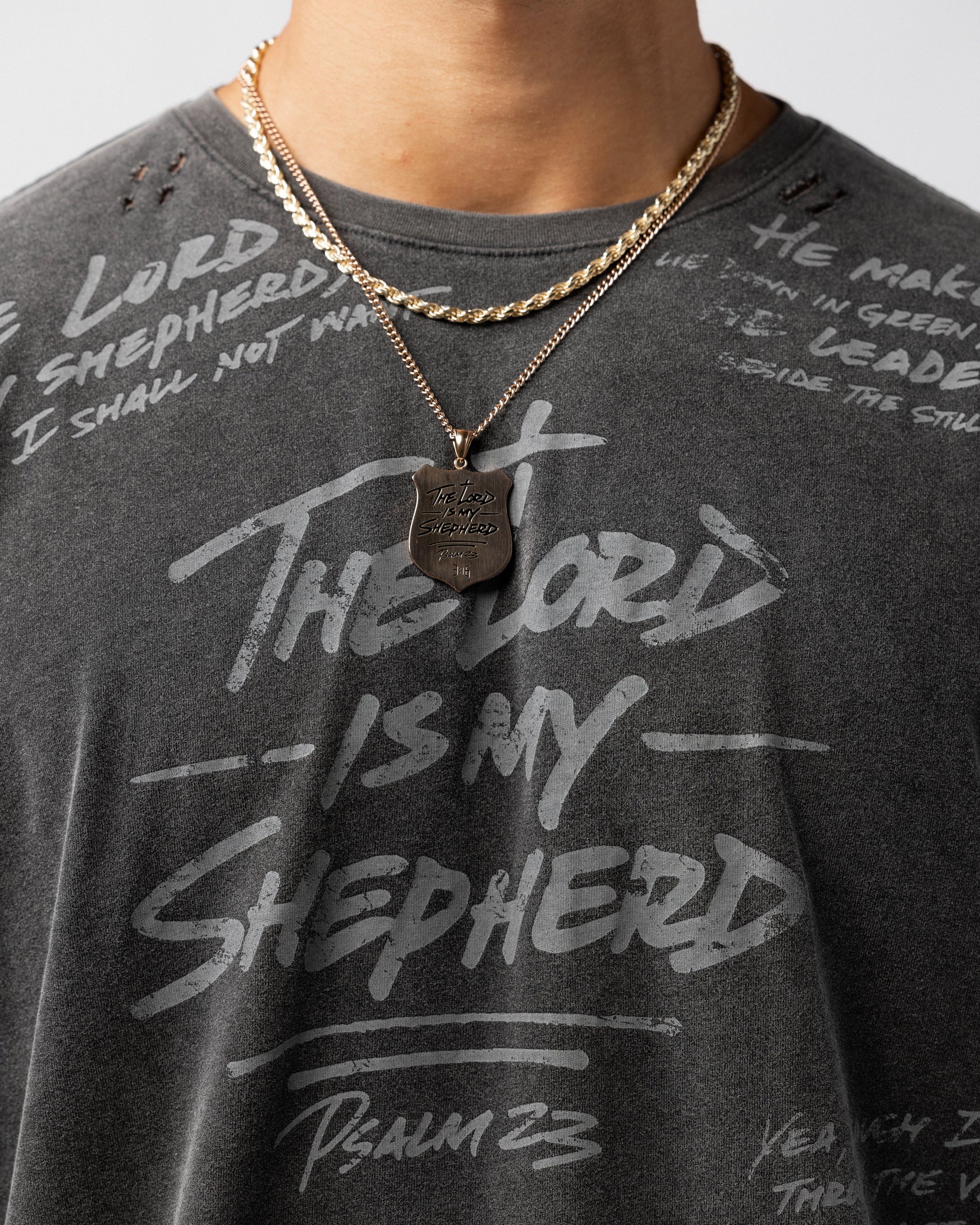 316collection Lux Psalm 23 Distressed Oversized Tee - Black