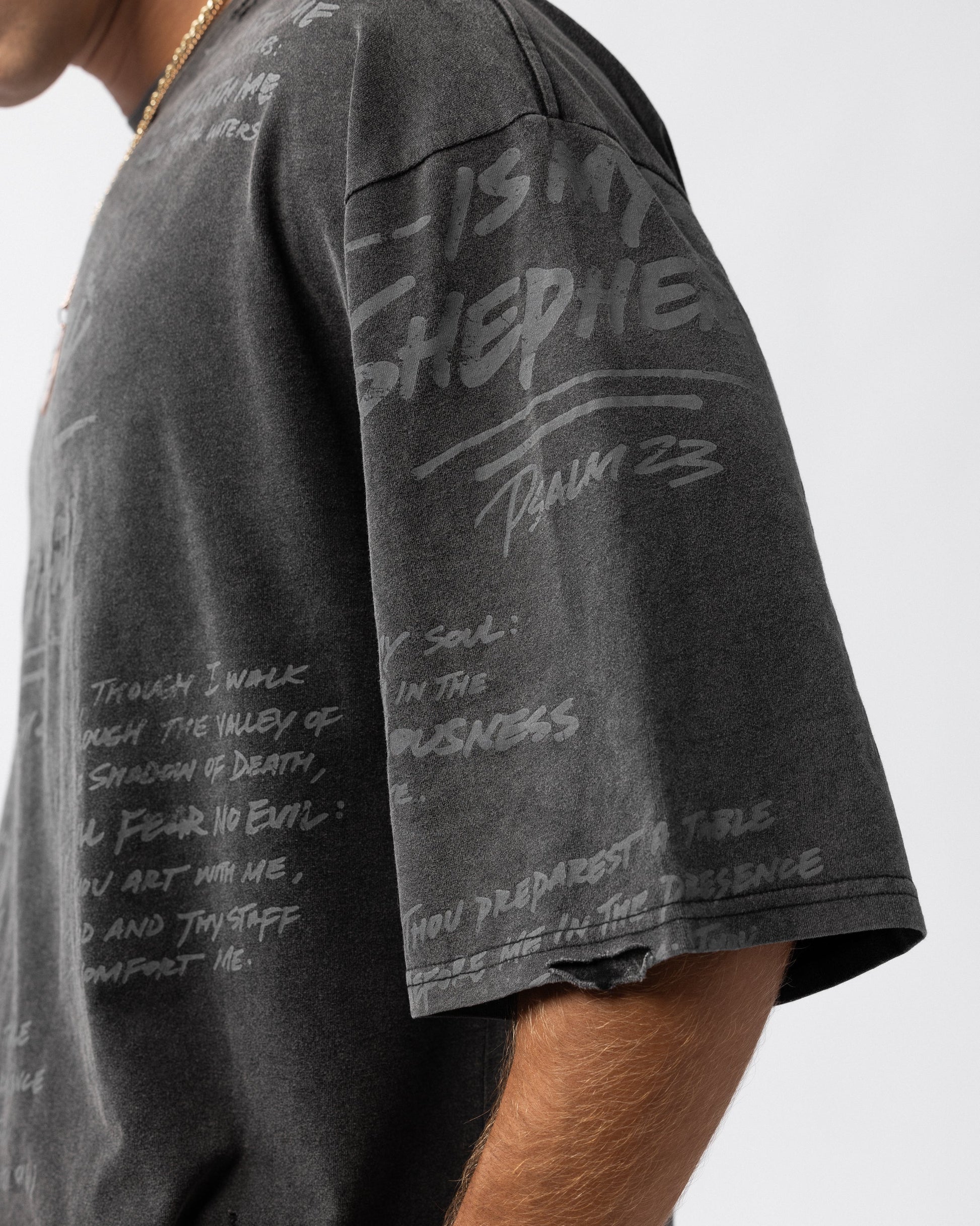 316collection Lux Psalm 23 Distressed Oversized Tee - Black