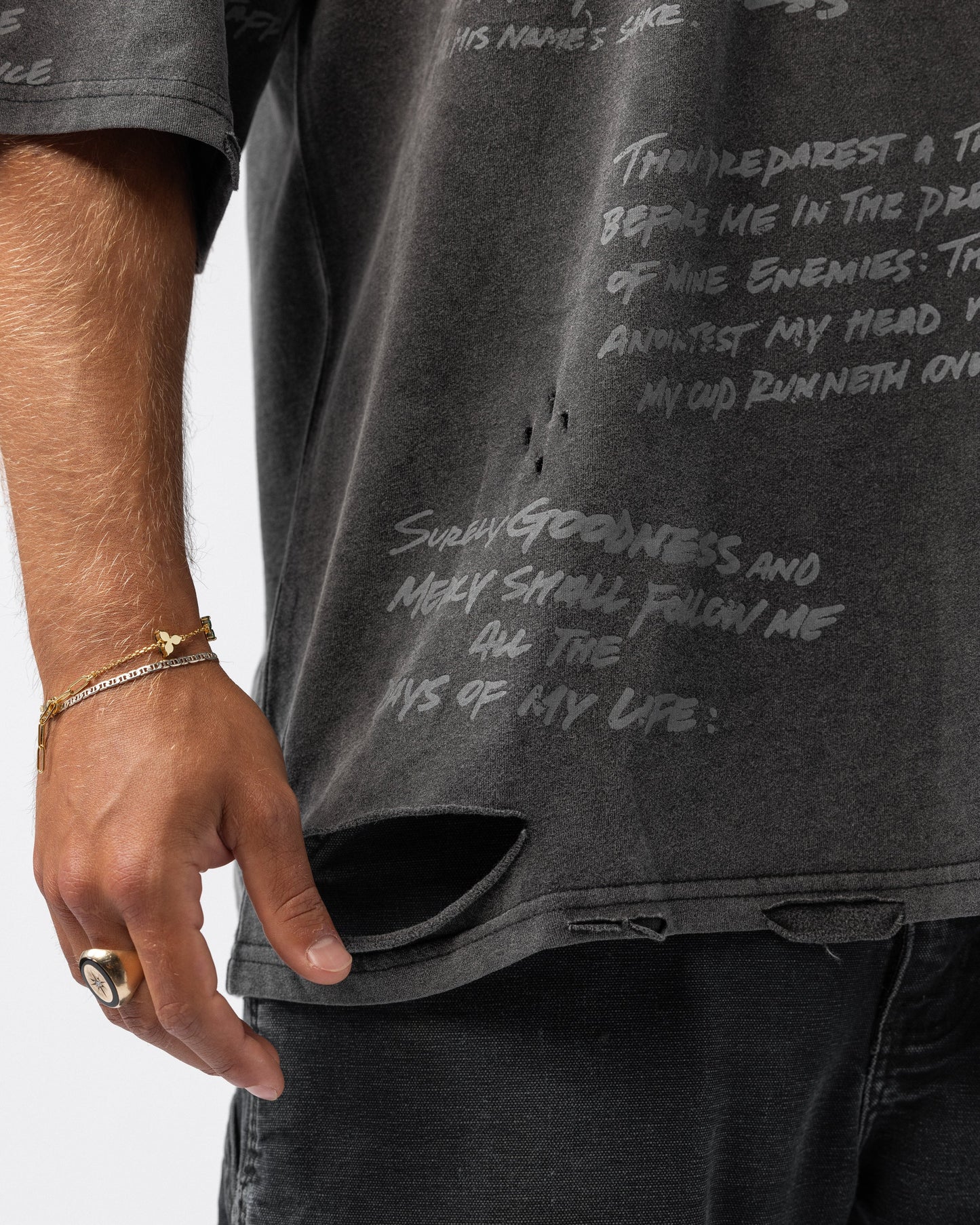 316collection Lux Psalm 23 Distressed Oversized Tee - Black
