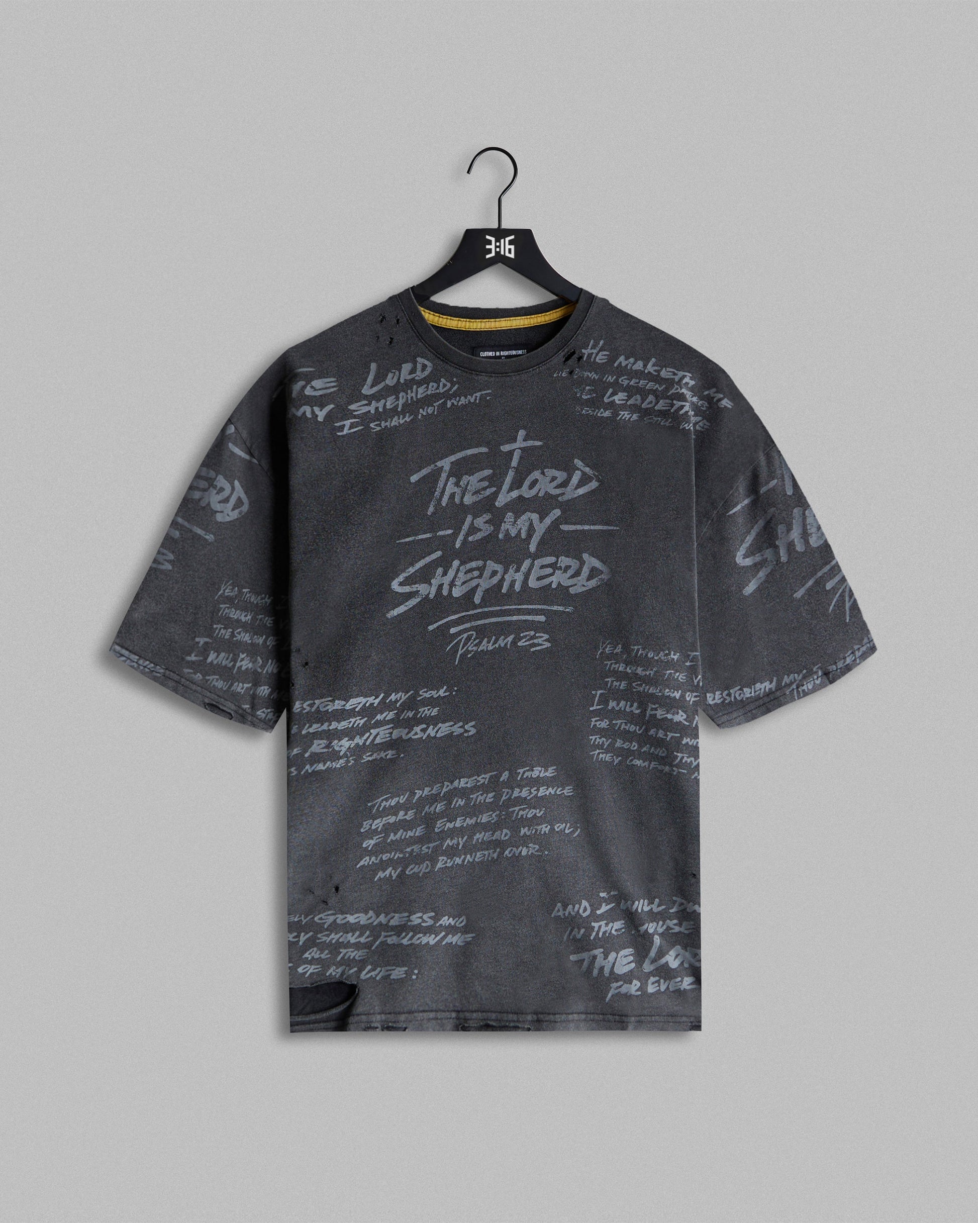 316collection Lux Psalm 23 Distressed Oversized Tee - Black