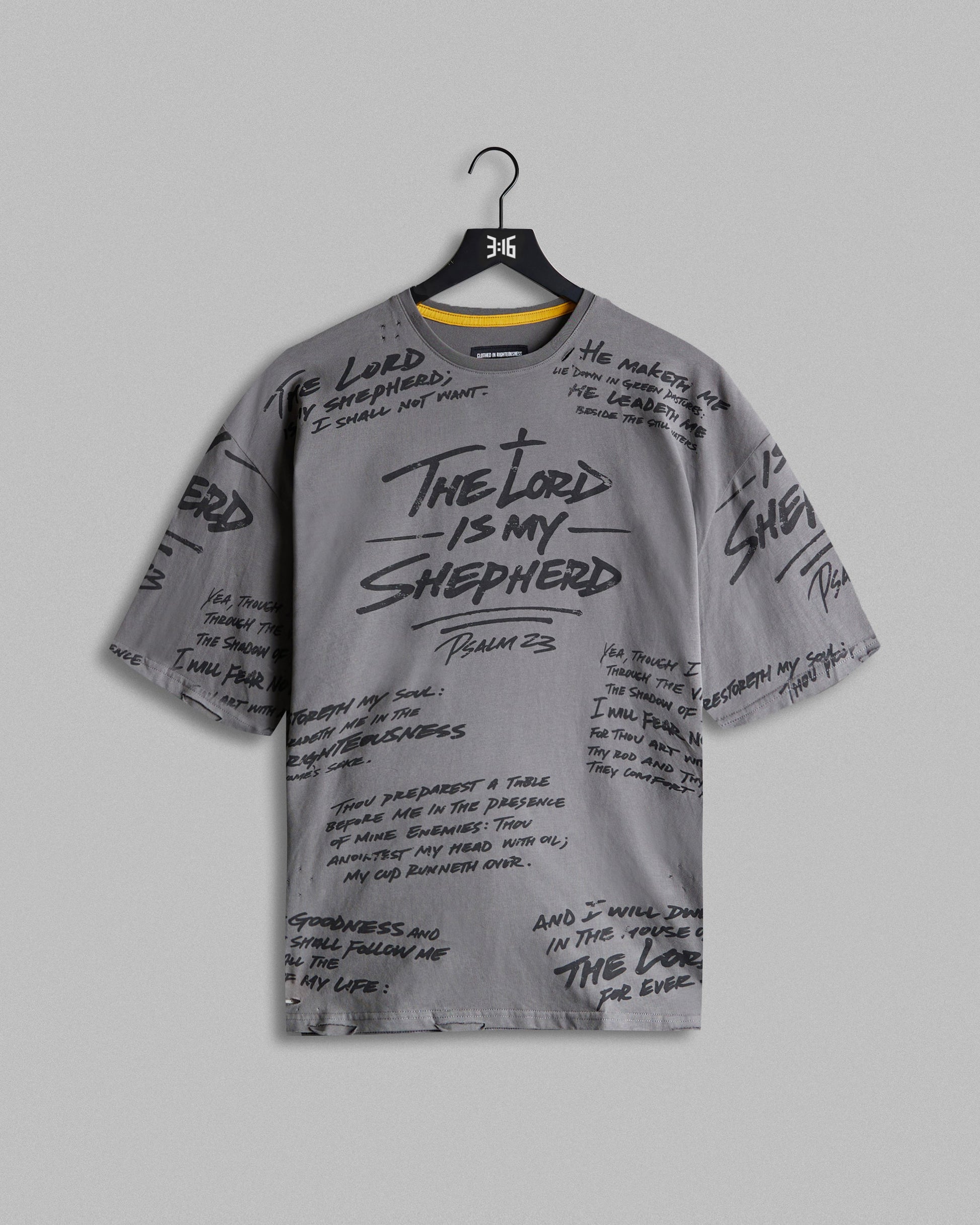 316collection Lux Psalm 23 Distressed Oversized Tee - Smoked Pearl