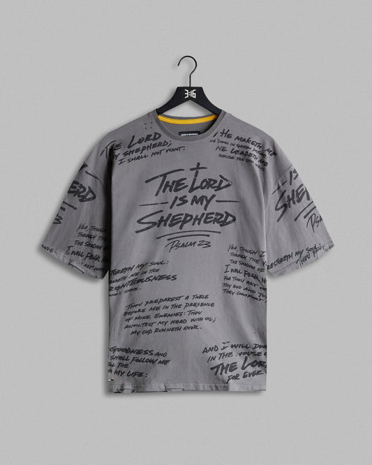 316collection Lux Psalm 23 Distressed Oversized Tee - Smoked Pearl