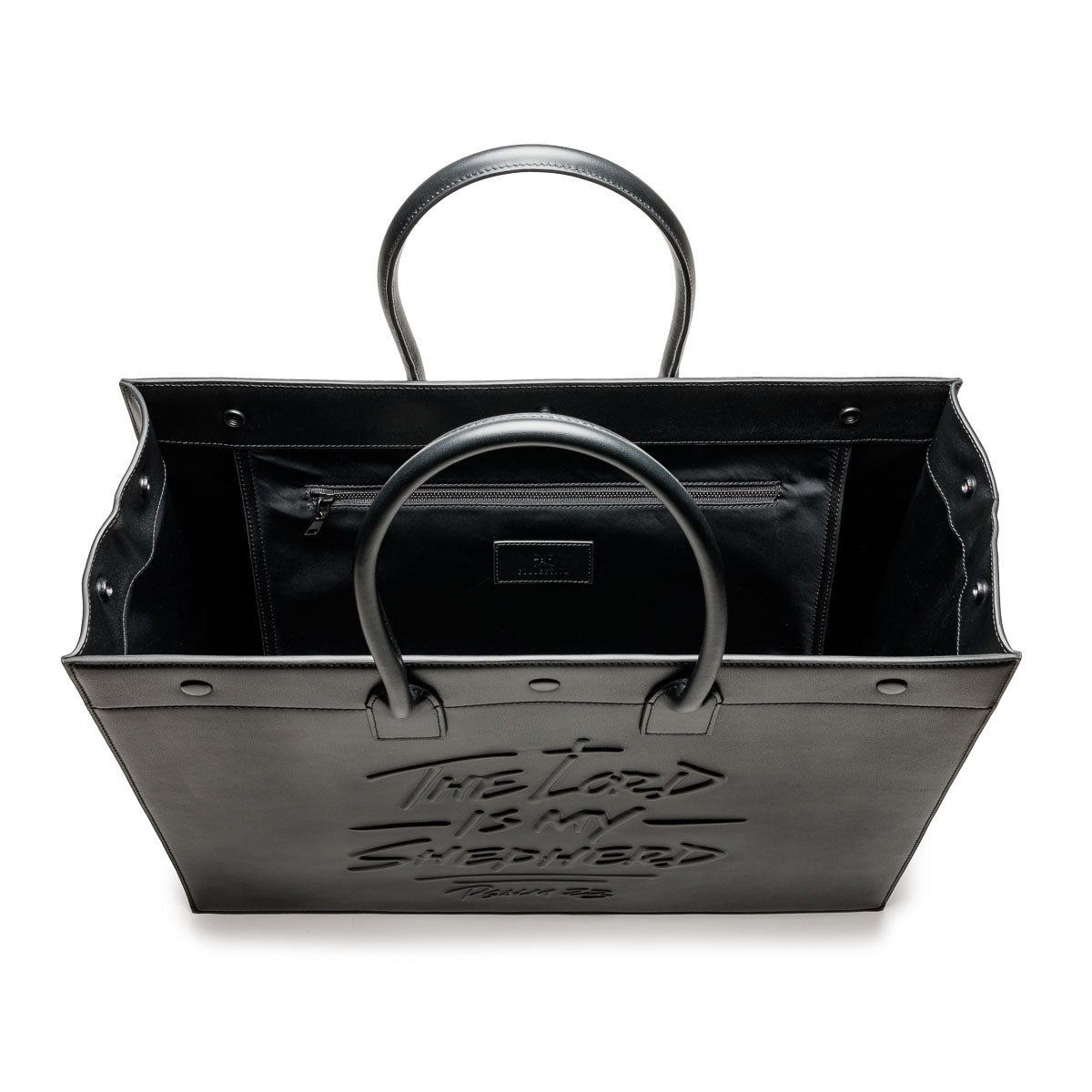 316collection Psalm 23 Large Tote Genuine Leather - Black