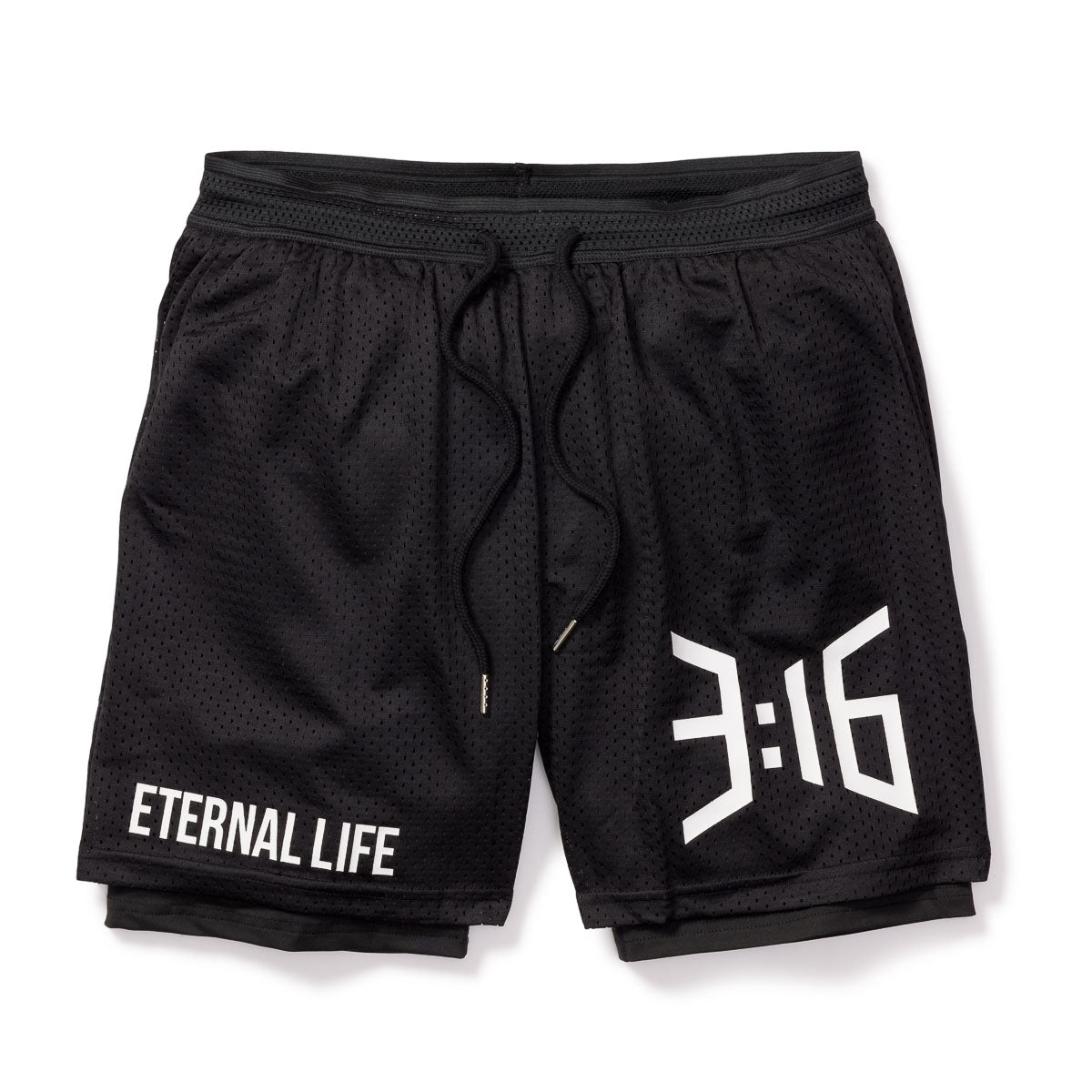 316collection shorts 3:16 Eternal Life - Double Layer Athletic Short - Black