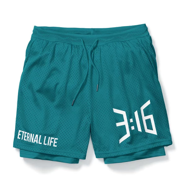 316collection shorts S 3:16 Eternal Life - Double Layer Athletic Short - Deep Lake